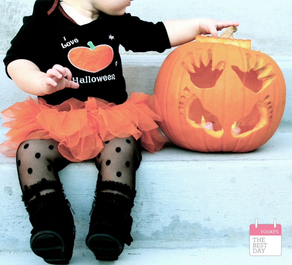 Baby's First Halloween Jack-O-Lantern  AND can we talk about those tights and boots!