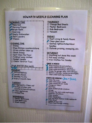 Cleaning Chart Checked