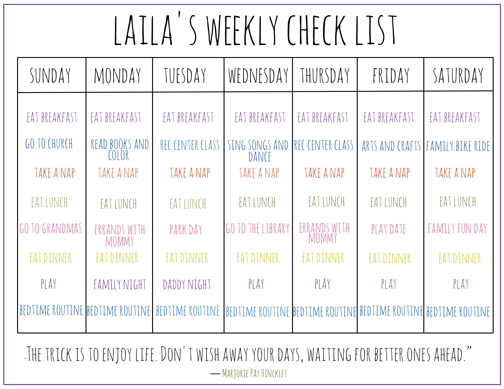 3 Year Old Daily Routine Chart