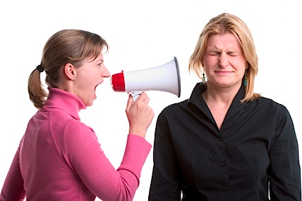 Shouting with a megaphone