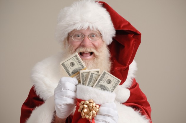 santa with cash