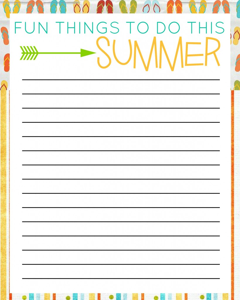 Summer Bucket List Free Printable - 101 Things To Do This Summer